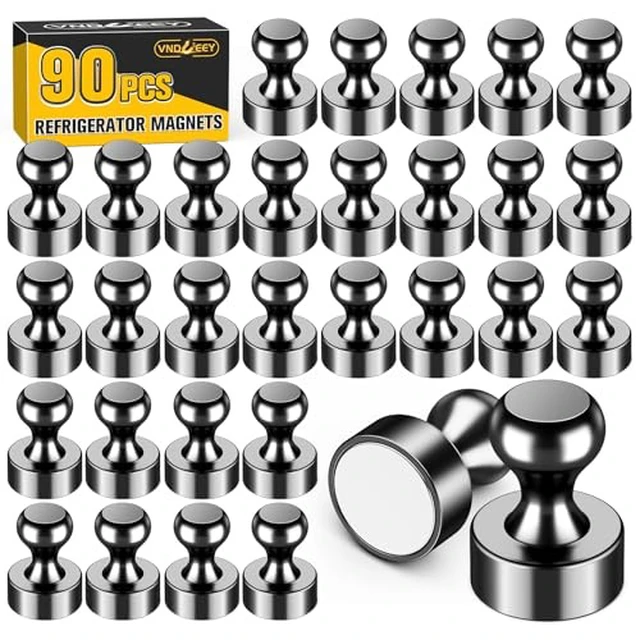 Alt view image 2 of 5 - VNDUEEY 12Pcs Black Fridge Magnets, Whiteboard Magnets Refrigerator Magnet, Small Strong Magnet for Whiteboard, Office, Classroom, Kitchen