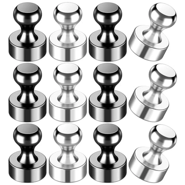 Alt view image 3 of 5 - VNDUEEY 12Pcs Black Fridge Magnets, Whiteboard Magnets Refrigerator Magnet, Small Strong Magnet for Whiteboard, Office, Classroom, Kitchen
