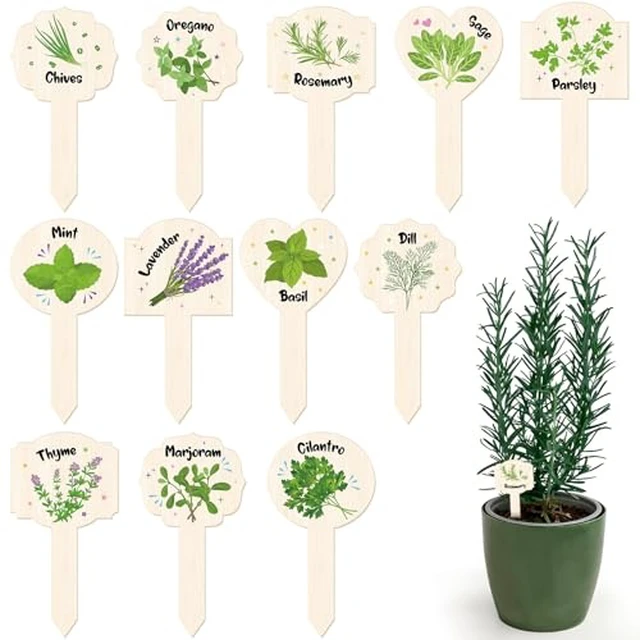 Alt view image 2 of 2 - 24 Pcs Acrylic Plant Label Signs Garden Herb Markers Waterproof Plant Tags with Printed Name for Indoor Outdoor Nursery Garden Decoration