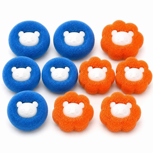 Main image of Pet Hair Remover for Laundry, 10 Pcs Reusable Sponge Laundry Balls for Washing Machine, Pet Hair & Lint Catcher for Dog and Cat Fur, Helps Reduce Tangles (Orange & Blue)