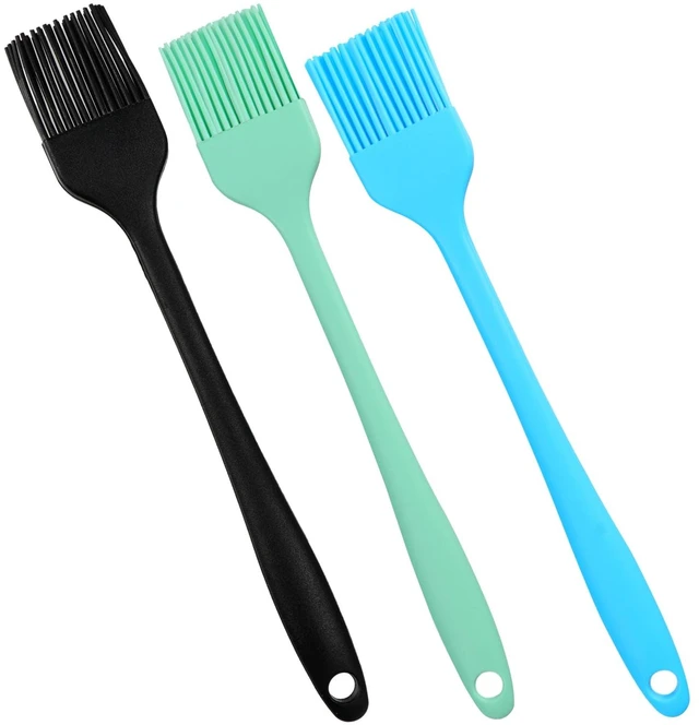 Main image of 3 Pcs Silicone Basting Pastry Brush Heat Resistant Cooking Brush Food Brush Silicone Brush Cooking Oil Brush Spread Oil Butter Sauce for BBQ Grill Baking Kitchen Cooking Dishwasher Safe Multicolor