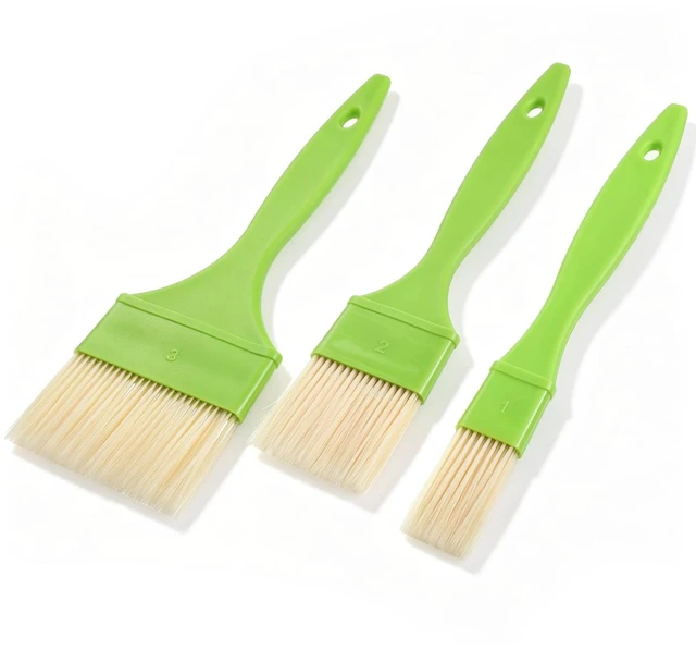 Main image of 3 Pcs 1/2/3 inch Pastry Brush Set, Bristle Basting Brushes for Cooking | Plastic Handle Butter Brush, Kitchen Brushes for Oil, BBQ Grill, Egg, Butter Sauce, Baking, with Hang Hole Design