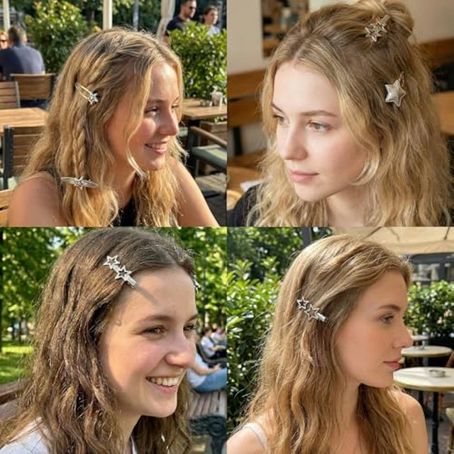 Alt view image 6 of 7 - 20 PCS Y2K Silver Star Hair Clips, Non-Slip Metal Snap Barrettes for Women Girls, Aesthetic Accessories for Fine Thick Hair, Cute Star Pins for Music Festival Rave Party Streetwear