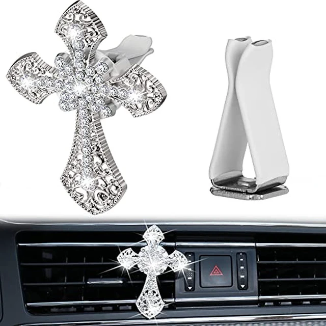 Alt view image 2 of 2 - Bling Car Air Vent Clip Crystal Cross Rhinestone Charm,Silver