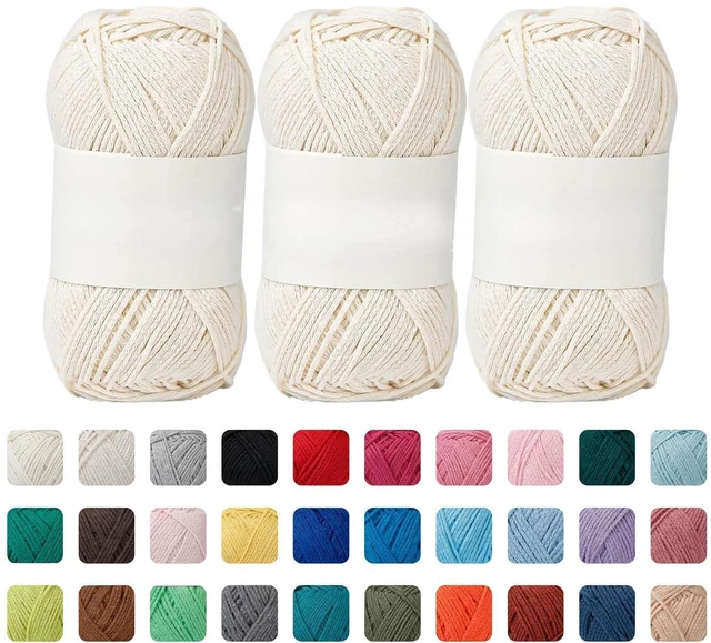 Main image of 50% Cotton 50% Polyester-10.5oz3 Pack Soft Yarn for Crocheting and Knitting (49 Ecru)