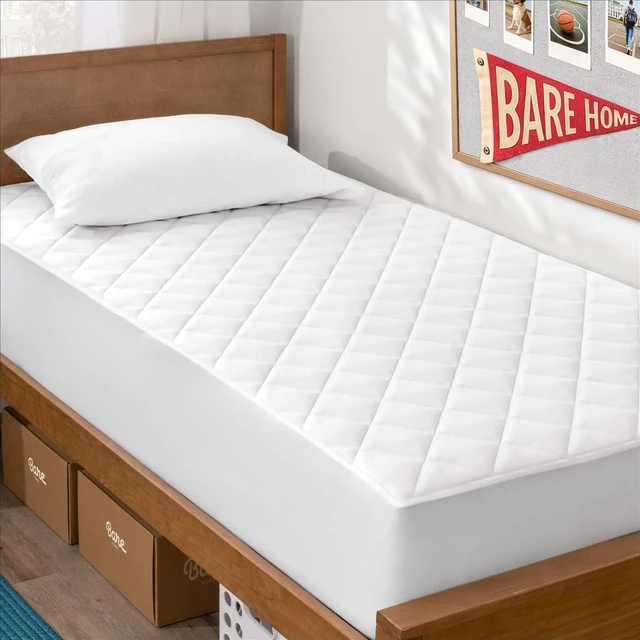 Main image of Quilted Twin XL Mattress Pad | Twin Extra Long Fitted Mattress Cover, Quilted Breathable Protector Topper Pad, Fits 8-16 Inches Deep, Washable, Dorm Beds