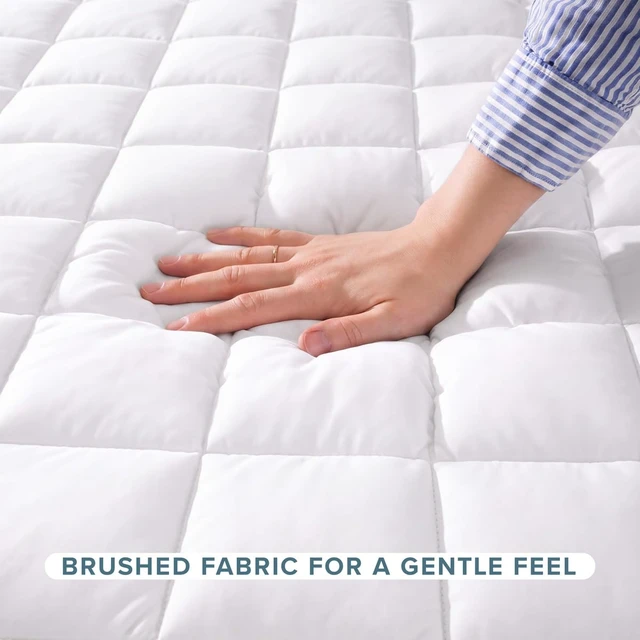 Alt view image 3 of 7 - Quilted Twin XL Mattress Pad | Twin Extra Long Fitted Mattress Cover, Quilted Breathable Protector Topper Pad, Fits 8-16 Inches Deep, Washable, Dorm Beds