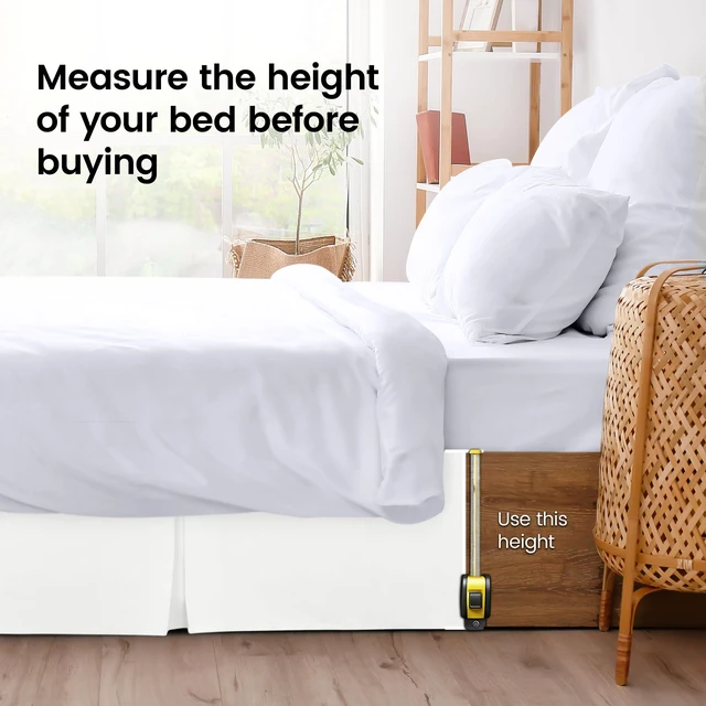Alt view image 4 of 7 - Queen Bed Skirt, Hides Under-Bed Storage 16 Inch Drop, Pleated, White | Easy Fit Design, Shrinkage & Fade Resistant, Hotel Style, Microfiber Durable Fabric, Machine Washable