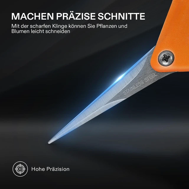 Alt view image 3 of 7 - 6.5 Inch Gardening Scissors Hand Pruner Pruning Shear with Straight Stainless Steel Blades Orange 1-Pack
