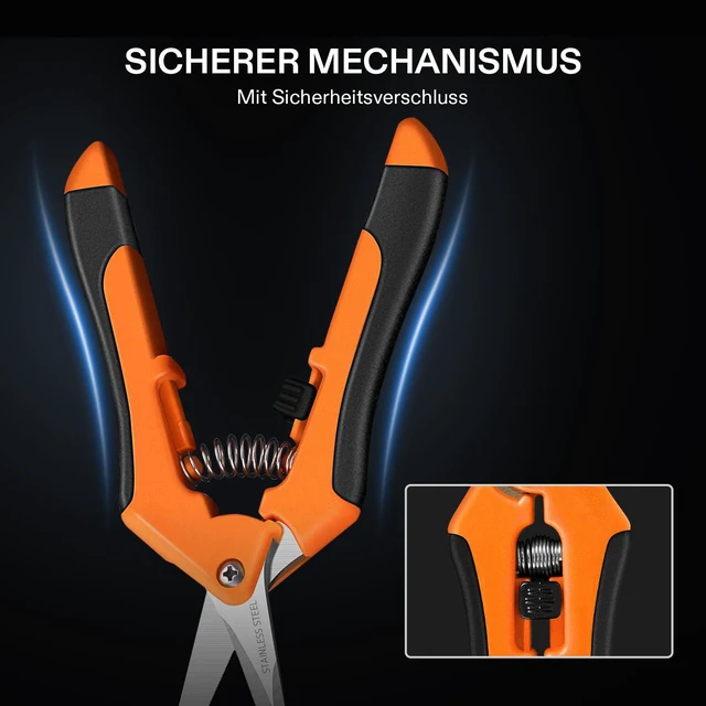 Alt view image 6 of 7 - 6.5 Inch Gardening Scissors Hand Pruner Pruning Shear with Straight Stainless Steel Blades Orange 1-Pack