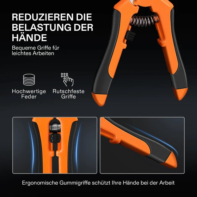 Alt view image 5 of 7 - 6.5 Inch Gardening Scissors Hand Pruner Pruning Shear with Straight Stainless Steel Blades Orange 1-Pack