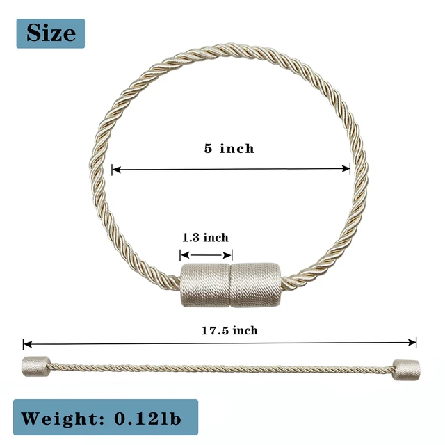 Alt view image 3 of 5 - Magnetic Curtain Tiebacks Holdbacks Decorative Tie Backs for Windows | 2 Pack Beige Modern Outdoor Drapes Tiebacks Elegant Window Curtain Holdbacks No Drill