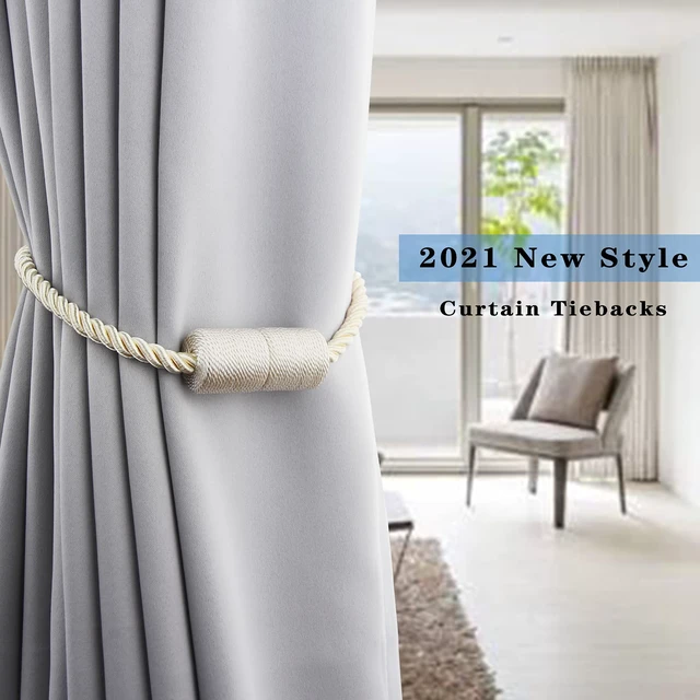 Alt view image 5 of 5 - Magnetic Curtain Tiebacks Holdbacks Decorative Tie Backs for Windows | 2 Pack Beige Modern Outdoor Drapes Tiebacks Elegant Window Curtain Holdbacks No Drill