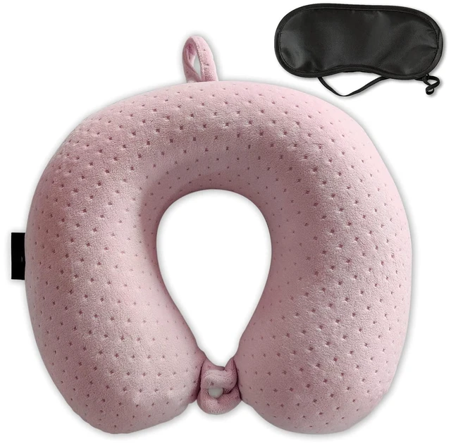 Main image of Neck Pillows for Sleeping, Memory Foam Travel Pillow, Pink | U Shaped Travel Neck Pillow, Neck and Head Support, Comfortable, Portable, for Airplanes, Trains, Self-Driving Cars