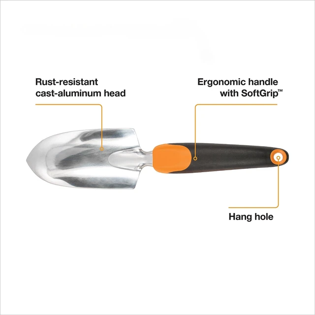 Alt view image 7 of 7 - Garden Trowel, Heavy Duty Hand Tool for Digging and Planting | Heavy-Duty Cast Aluminum Rust Resistant Head, Ergonomic Comfort Grip Handle, Hang Hole for Easy Storage, Yard Beds and Pots