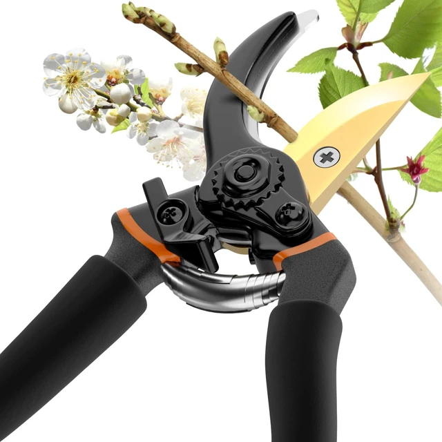 Alt view image 3 of 6 - Premium Bypass Pruning Shears for Gardening, Heavy Duty Ultra Sharp Blade | Pruners with Soft Cushion Grip Handle, Japanese Grade High Carbon Steel Blade, Cuts Through Anything in Your Yard