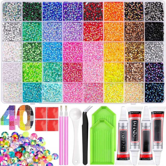 Main image of Bedazzling Kit 50000Pcs 3mm Jelly Rhinestones - Diamond Art | 40 Colors Flatback Bedazzler Gems, 3Pcs Jewelry Glue, Bedazzle Tools for Books Nail Art, Birthday Gifts for Women