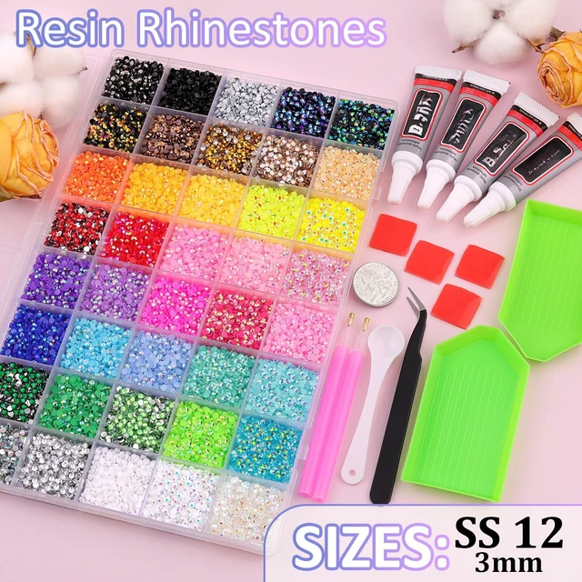 Alt view image 2 of 6 - Bedazzling Kit 50000Pcs 3mm Jelly Rhinestones - Diamond Art | 40 Colors Flatback Bedazzler Gems, 3Pcs Jewelry Glue, Bedazzle Tools for Books Nail Art, Birthday Gifts for Women