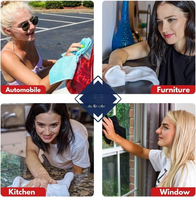 Alt view image 4 of 5 - Microfiber Cleaning Cloth Grey - 12 Pcs (12.5"x12.5") - High Performance - 1200 Washes, Ultra Absorbent Microfiber Towel Weave Grime & Liquid for Streak-Free Mirror Shine - Car Washing Cloth