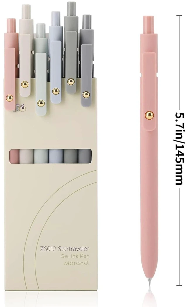 Alt view image 2 of 7 - Gel Pens,6 Pcs 0.5mm Retractable Quick Dry Black Ink Pens | Fine Point Smooth Writing Pens for Nurses,Teachers,Cute Stationery Office&School Supplies,Gifts for Women