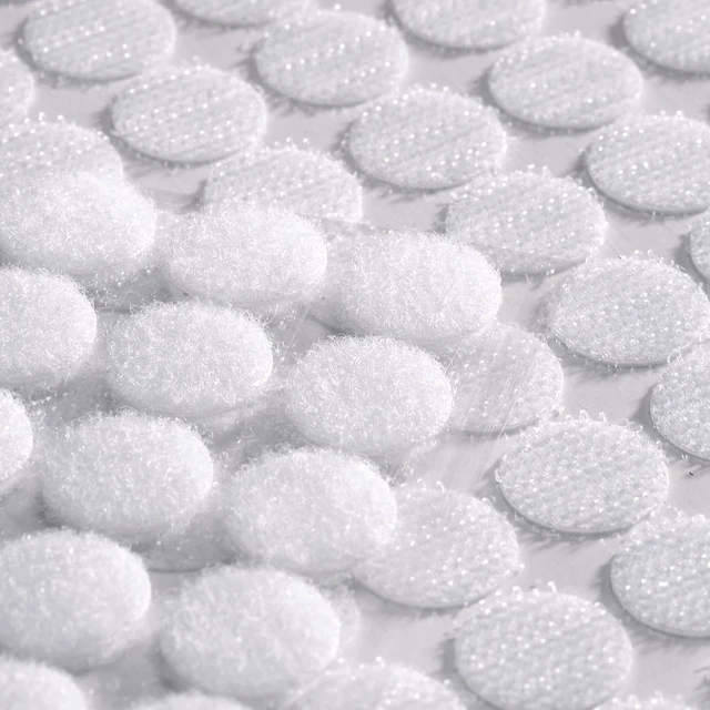Alt view image 2 of 6 - 1000 Pcs (500 Pairs) 0.59inch Diameter Hook and Loop Fastener Self Adhesive Round Circle Sticky Sticker Dots for Arts and Crafts School Classroom Home and Office Use, White