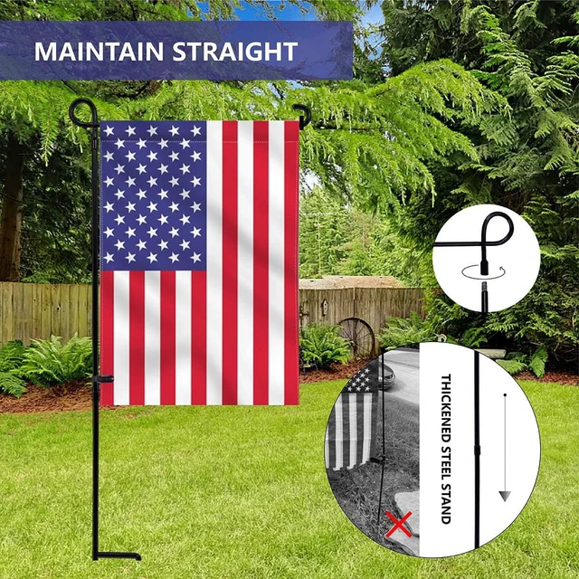 Alt view image 4 of 7 - Garden Flag Holder Stand, Premium Yard Flag Holder Weather-Proof Metal Powder-Coated Flagpole with Clip and Stopper for Christmas Garden Flag, Outdoor Garden Decor Decoration