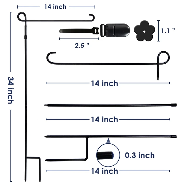 Alt view image 5 of 7 - Garden Flag Holder Stand, Premium Yard Flag Holder Weather-Proof Metal Powder-Coated Flagpole with Clip and Stopper for Christmas Garden Flag, Outdoor Garden Decor Decoration