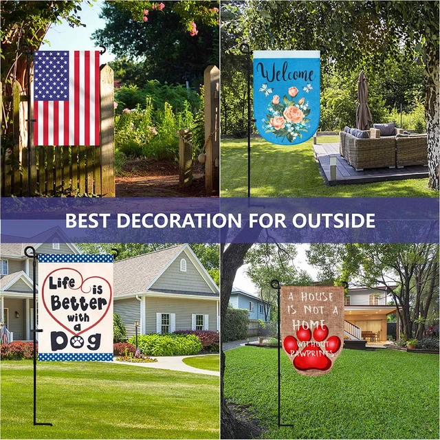 Alt view image 7 of 7 - Garden Flag Holder Stand, Premium Yard Flag Holder Weather-Proof Metal Powder-Coated Flagpole with Clip and Stopper for Christmas Garden Flag, Outdoor Garden Decor Decoration