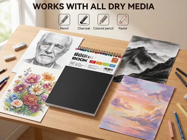 Alt view image 4 of 7 - Sketch Book 9" x 12", 100 Sheets Kids Art Sketchbook Drawing Pad | 68lb Acid-Free, Fine-Texture Paper, Top Spiral for Lay-Flat, Gift for Teens Girls Boys Beginners Adults, School Art Supplies