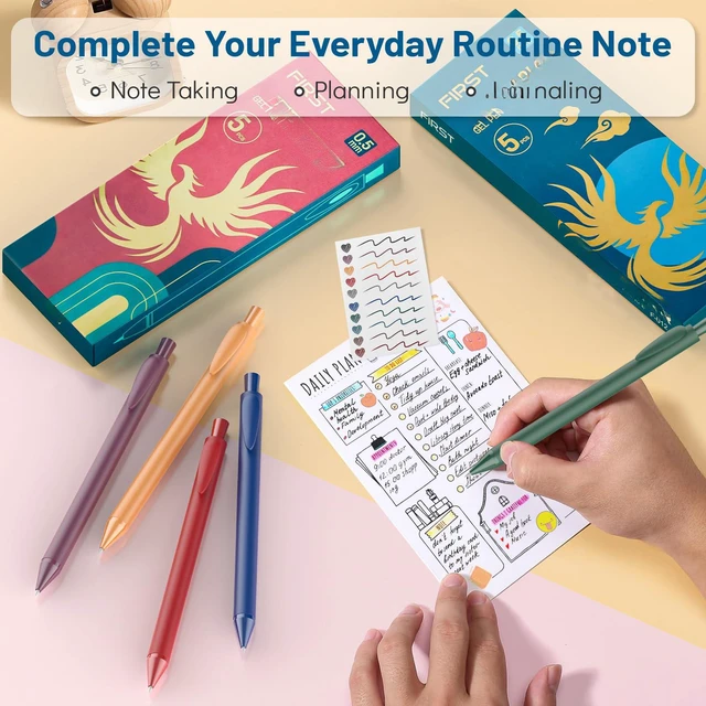Alt view image 5 of 5 - Retractable Colored Gel Pens 0.5MM Fine Point, 20 Assorted Color Ink Pen Set, Cute Colorful Aesthetic Ballpoint Pen for Writing, Journaling, Note-Taking (Multicolor)