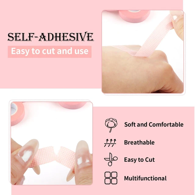 Alt view image 3 of 7 - Lash Tape for Eyelash Extensions,Tape, Tech Supplies, Pink | 12 Rolls, 9 m/roll, Breathable & Skin-friendly, Thin Micropore Fabric, Good Adhesive, Easy to Tear and Remove, for Lash Tech