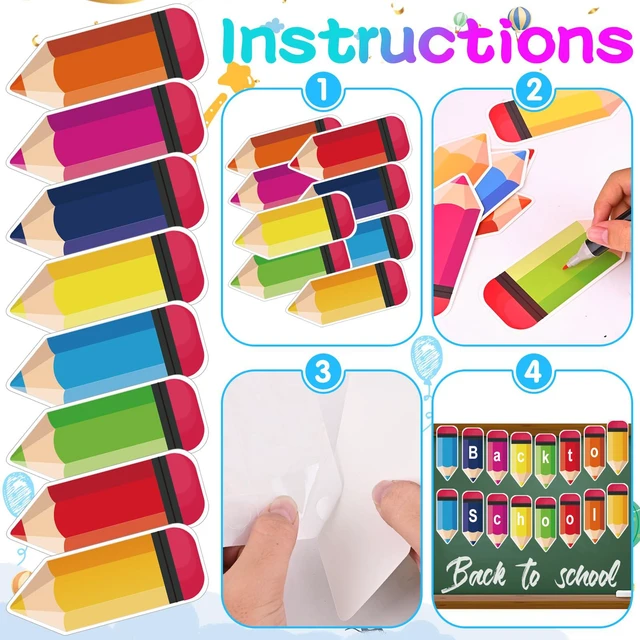 Alt view image 3 of 7 - 72 PCS Pencil Cutouts for Bulletin Board, Colorful Classroom Decorations | Back to School Pencil Name Tags for Classroom, Locker and Desk Labels, Teacher Supplies and Student Decor