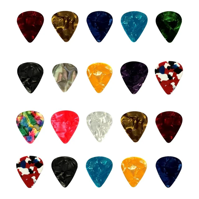 Alt view image 2 of 7 - 20 Pack Colorful Celluloid Guitar Picks Set, 4 Gauges 0.46mm 0.71mm 0.81mm 0.96mm Durable Guitar Plectrums, Ideal for Acoustic, Electric, Bass Guitars & Ukuleles Beginner Players