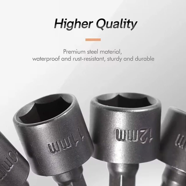 Alt view image 2 of 6 - 14 Piece Magnetic Nut Driver Set, 1/4 Hex Shank Impact Socket Drill Bit Set | Heavy Duty Alloy Steel Nut Driver Bits, Universal Drill Attachments for Impact Driver Electric Drill Metric SAE Size