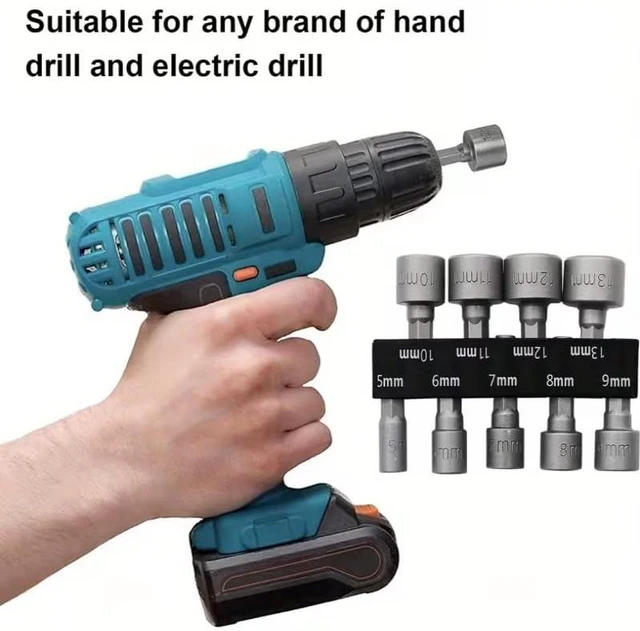 Alt view image 5 of 6 - 14 Piece Magnetic Nut Driver Set, 1/4 Hex Shank Impact Socket Drill Bit Set | Heavy Duty Alloy Steel Nut Driver Bits, Universal Drill Attachments for Impact Driver Electric Drill Metric SAE Size