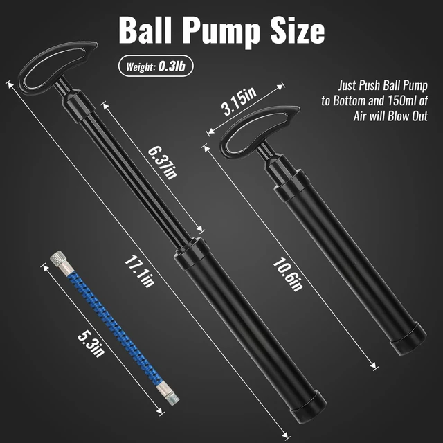 Alt view image 3 of 6 - 10.6 Inch Ball Pump, Lightweight Portable Hand Air Pump | Ball Pump for Football, Basketball, Volleyball, Balloon, Quick Inflation Come with Extension Hose, Ball Needles, Nozzl