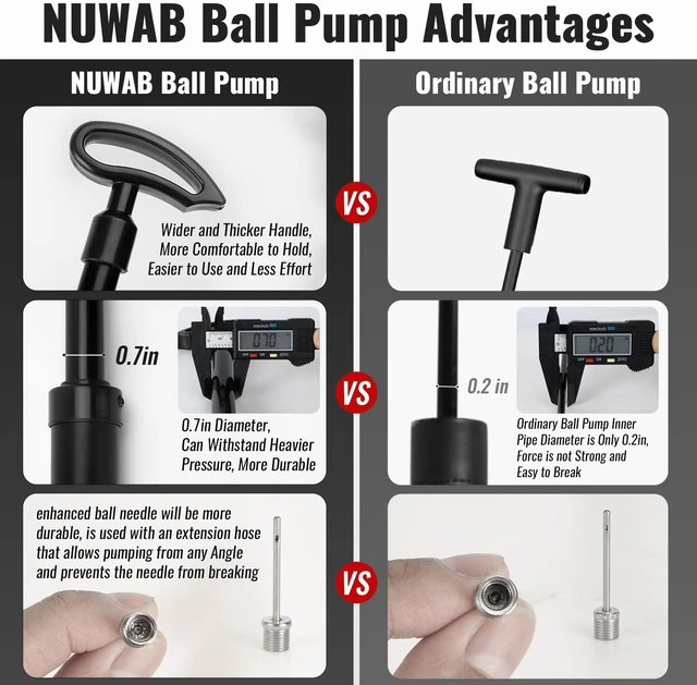 Alt view image 4 of 6 - 10.6 Inch Ball Pump, Lightweight Portable Hand Air Pump | Ball Pump for Football, Basketball, Volleyball, Balloon, Quick Inflation Come with Extension Hose, Ball Needles, Nozzl