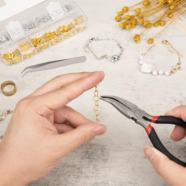 Alt view image 6 of 7 - 1200 Pcs Jump Rings, Jewelry Making Kit, Silver and Gold | Keychain Making Kit with Open/Close Tools, Pliers, Tweezers, Lobster Clasps, DIY Necklace Repair and Keychain Supplies