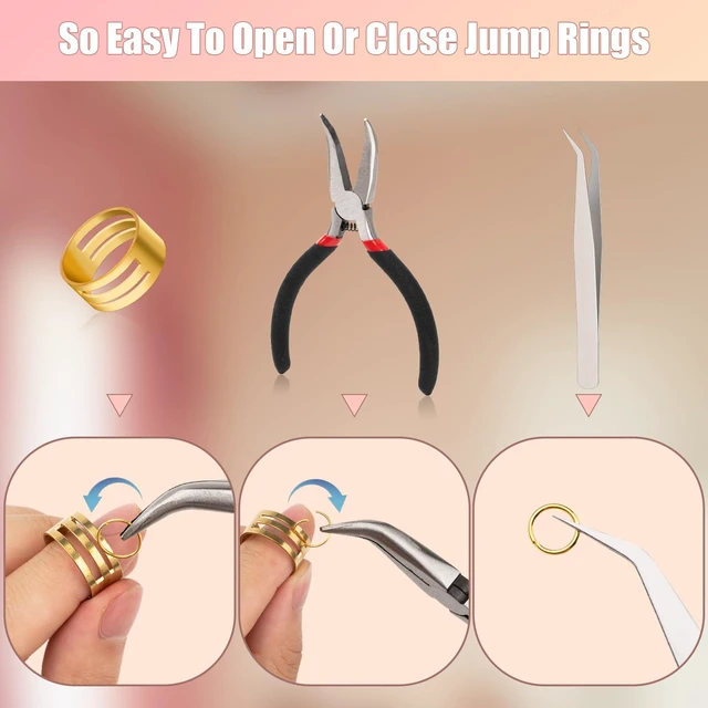 Alt view image 4 of 7 - 1200 Pcs Jump Rings, Jewelry Making Kit, Silver and Gold | Keychain Making Kit with Open/Close Tools, Pliers, Tweezers, Lobster Clasps, DIY Necklace Repair and Keychain Supplies