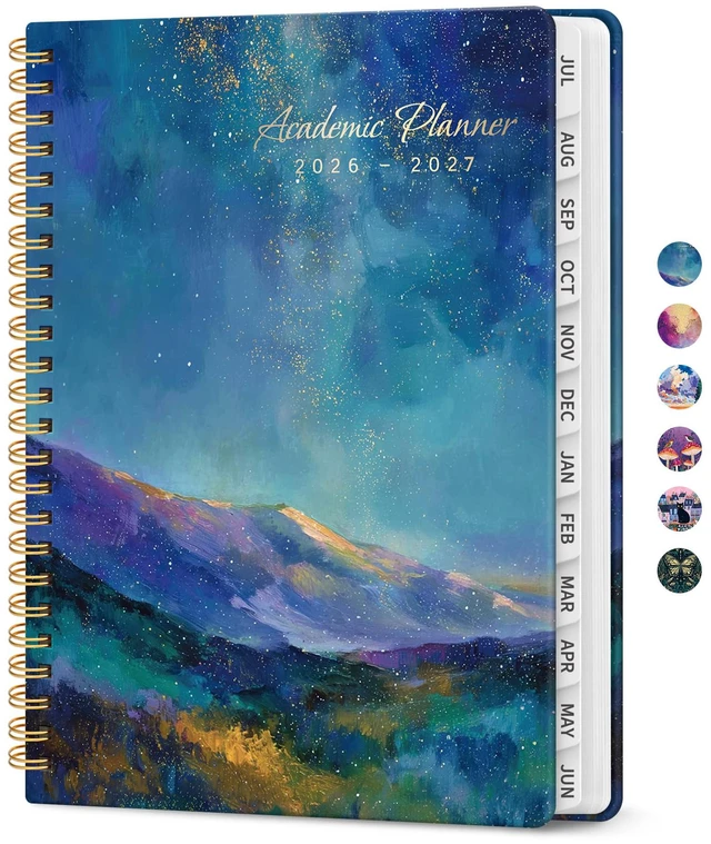 Main image of Academic Planner 2026-2027, Jul 2026-Jun 2027 Monthly & Weekly Planner | 6.3" x 8.5" Pretty Calendar Planner for Women, Hardcover Organizer with tabs, School Office Home Supplies, Starlit Peaks