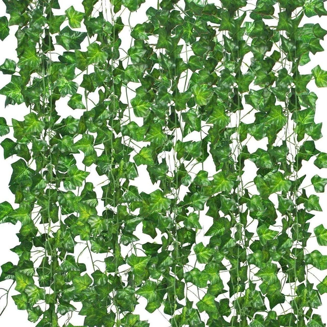 Main image of 12 Pack Fake Vines for Room Decor Artificial Ivy Garland with Clip Green Flowers Hanging Plants Faux Greenery Leaves Bedroom Aesthetic Decor for Home Garden Wall Wedding