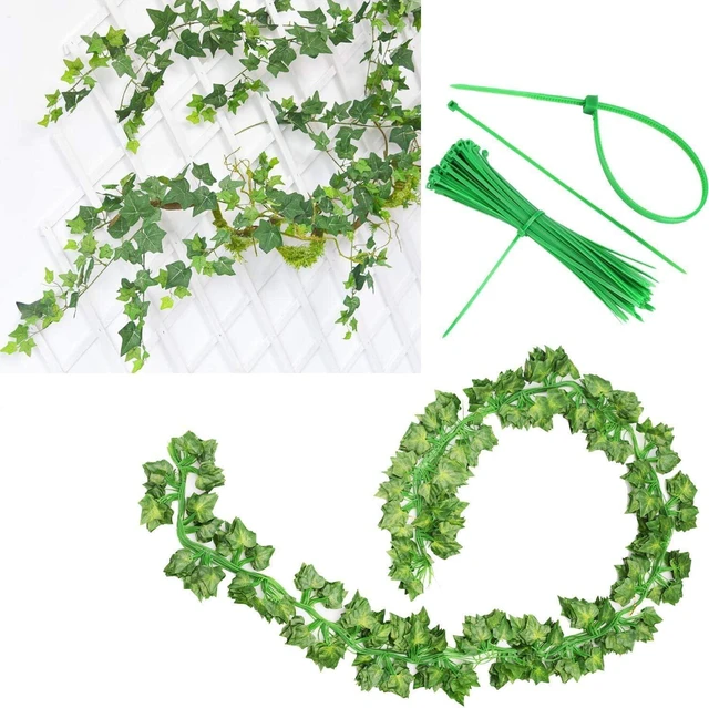 Alt view image 3 of 7 - 12 Pack Fake Vines for Room Decor Artificial Ivy Garland with Clip Green Flowers Hanging Plants Faux Greenery Leaves Bedroom Aesthetic Decor for Home Garden Wall Wedding