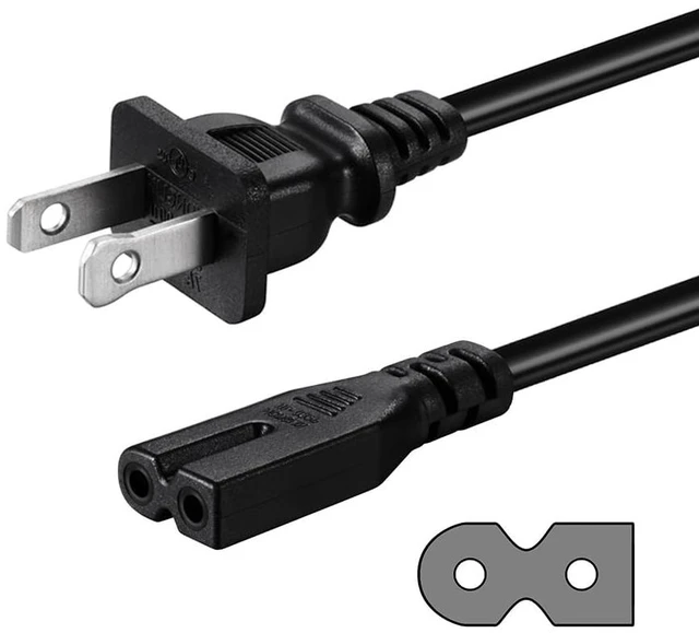 Main image of 2 Prong Polarized Power Cord for Vizio D/E/M Series TV | 5 Feet, UL Listed Replacement Cable, Sturdy and Durable, Good Quality, Compatible with Sound Bar/Speaker