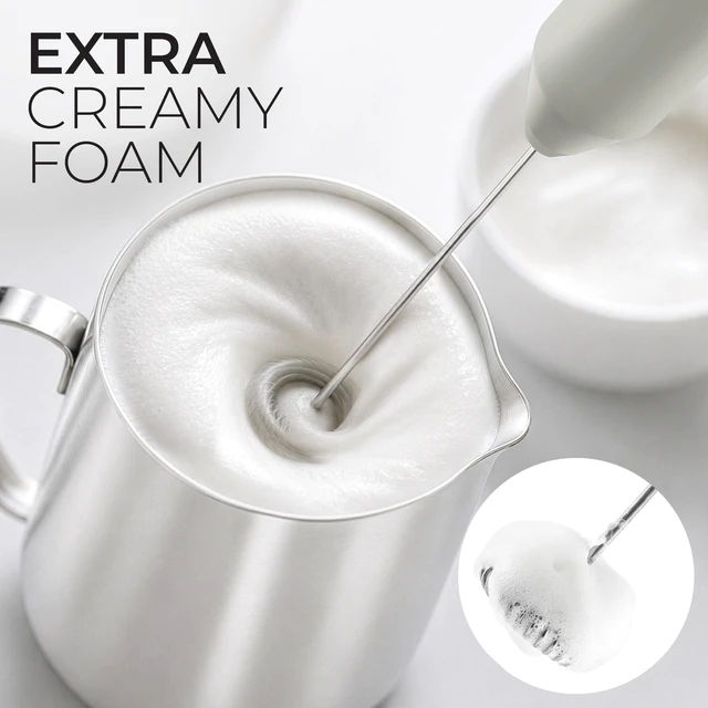 Alt view image 2 of 7 - Rechargeable Milk Frother Handheld - Frother Wand, Drink Mixer, Electric Whisk Frother, for Cappuccinos, Matcha & Protein Powder - Lux 4 Whisk 2 Speed Waterproof 2000mAh