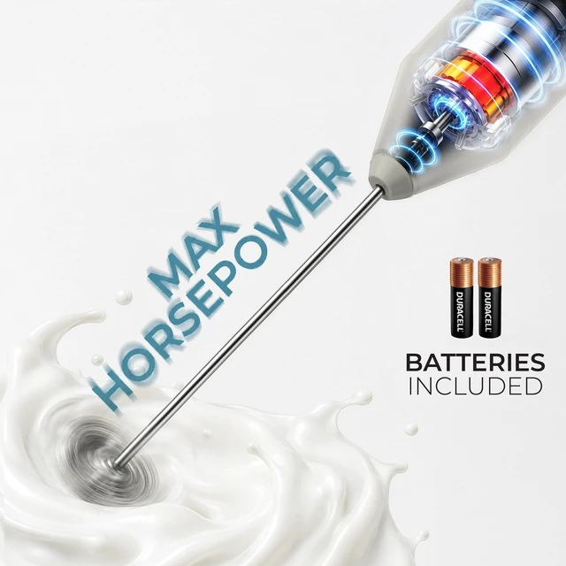 Alt view image 3 of 7 - Rechargeable Milk Frother Handheld - Frother Wand, Drink Mixer, Electric Whisk Frother, for Cappuccinos, Matcha & Protein Powder - Lux 4 Whisk 2 Speed Waterproof 2000mAh