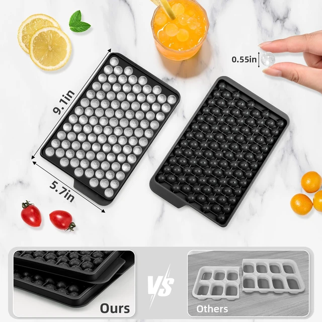 Alt view image 5 of 7 - Mini Ice Cube Trays for Freezer with Lid, 0.55" Pebble Ice | 2 Trays-Green, with Ice Box & Scoop. for Iced Coffee, Bottles, Juice & Everyday Drinks, Easy Twist Release, Stackable