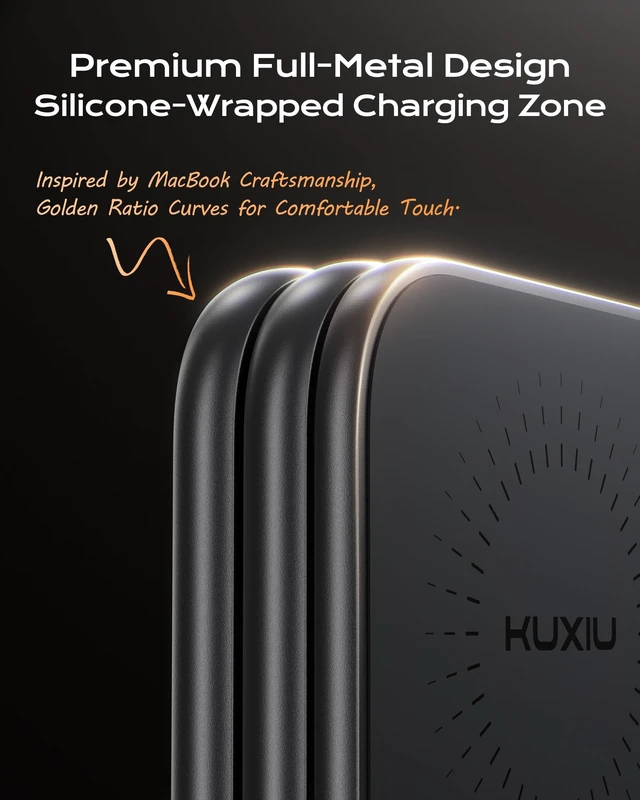 Alt view image 6 of 7 - KU XIU Qi2.2 25W Magnetic Wireless Charger, Foldable 3 in 1 Travel Charging Station for iPhone 17/16/15/14/13/12, 5W for Apple Watch & AirPods, Aluminum Alloy Design, 45W GaN Adapter Included, Gray