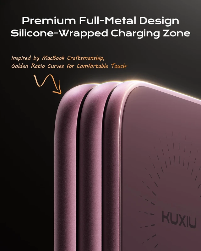 Alt view image 6 of 7 - KU XIU Qi2.2 25W Magnetic Wireless Charger for iPhone 18 Pro Max, Foldable 3 in 1 Travel Charging Station for iPhone 18-12, 5W for Apple Watch & AirPods, Aluminum Alloy Design, 45W Adapter, Burgundy