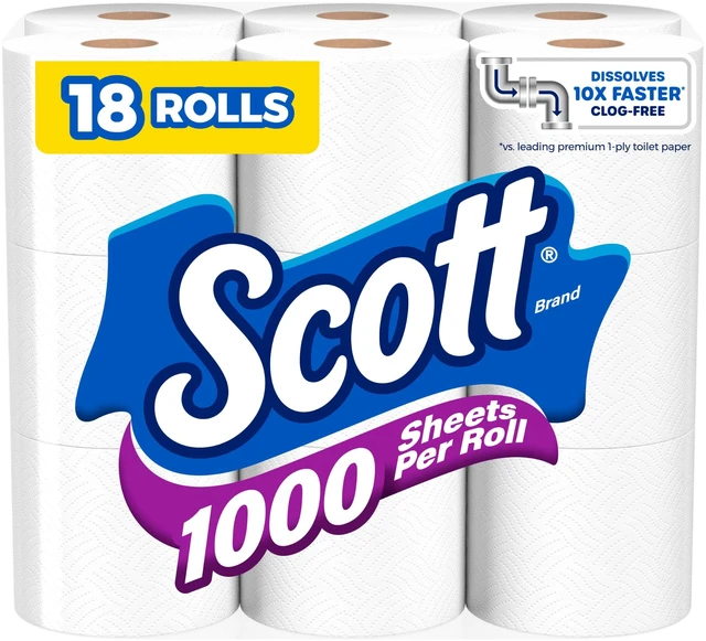 Main image of 1000 Toilet Paper, 18 Rolls, 1000 Sheets per Roll