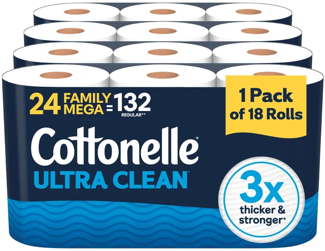 Main image of Ultra Clean Toilet Paper, 24 Family Mega Rolls=132 Regular Rolls